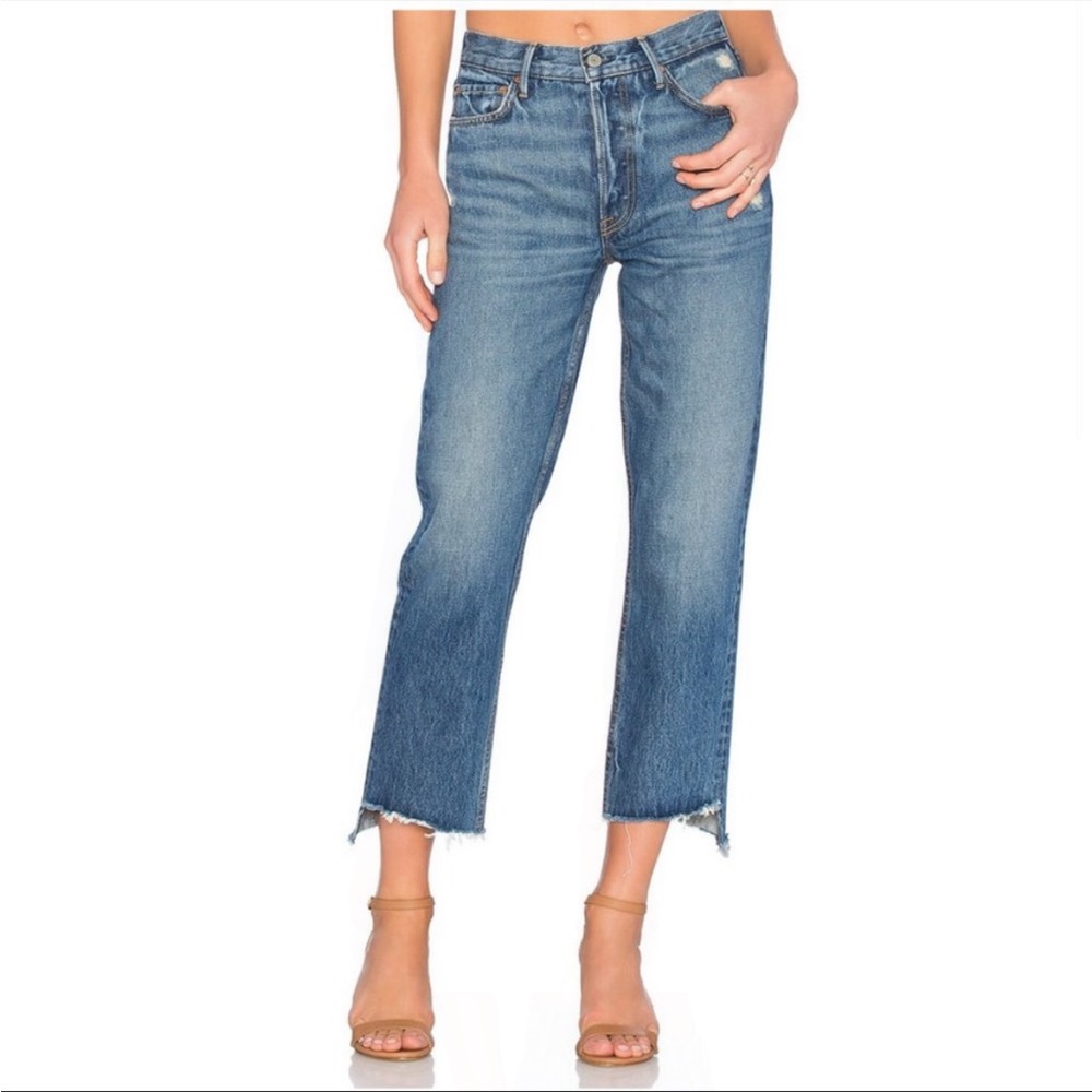 New GRLFRND Helena Straight-Leg Cropped Jeans Sz 25 100% Cotton Capsule Wardrobe